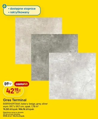 Gres Terminal 59,7x59,7 cm promocja w Castorama