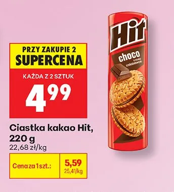Ciastka kakao Hit promocja w Biedronka