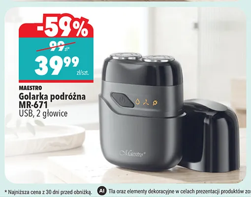 Golarka podróżna Maestro MR-671 promocja w Biedronka