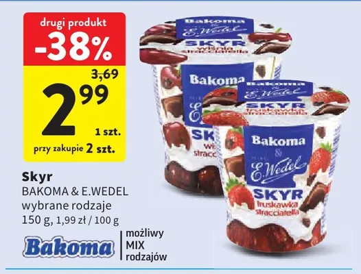 Skyr truskawka stracciatella Bakoma & E.Wedel Bakoma & E. Wedel promocja w Intermarche