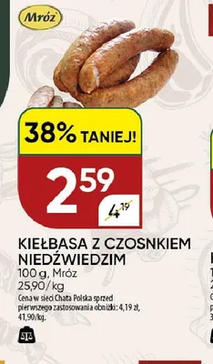 Kiełbasa z czosnkiem niedźwiedzim Mróz promocja w Chata Polska