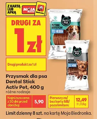 Przysmak dla psa Dental Stick Activ Pet promocja w Biedronka