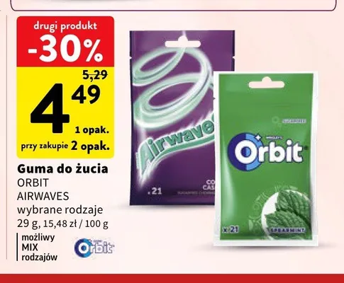 Guma do żucia Orbit Spearmint promocja w Intermarche