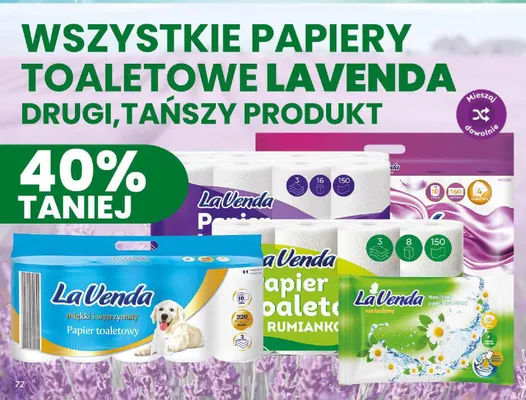 Papier toaletowy miękki i wytrzymały LaVenda promocja w Dino