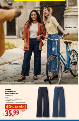 Jeansy wide leg damskie z bawełny Esmara promocja w Lidl