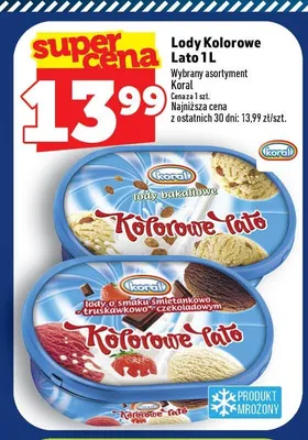 Lody śmietankowo truskawkowo czekoladowe Koral Kolorowe Lato promocja w TOPAZ
