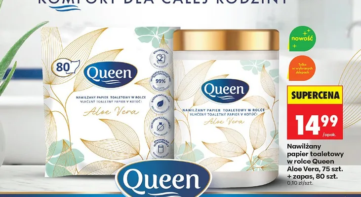 Nawilżany papier toaletowy w rolce Aloe Vera promocja w Biedronka