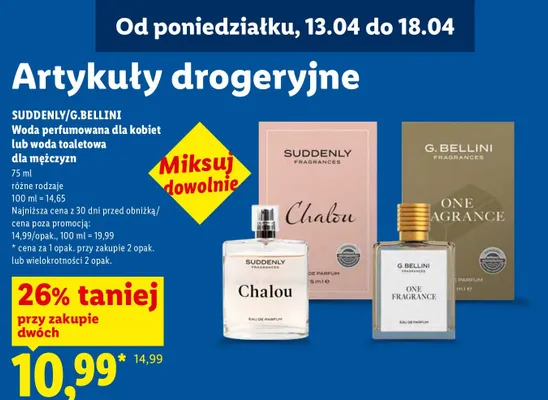 Woda perfumowana dla kobiet lub woda toaletowa dla mężczyzn promocja w Lidl