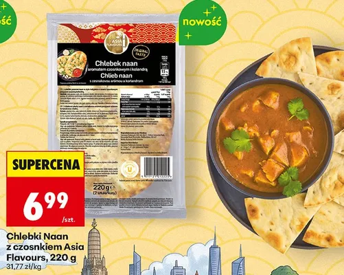 Chlebki Naan z czosnkiem Asia Flavours promocja w Biedronka