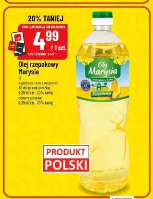 Olej rzepakowy Marysia promocja w POLOmarket