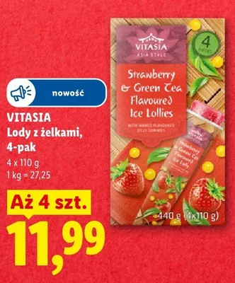 Lody z żelkami Vitasia Asia Style Strawberry & Green Tea 4-pak 110 g promocja w Lidl