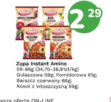 Zupa instant Amino Rosół z włoszczyzną promocja w Limonka