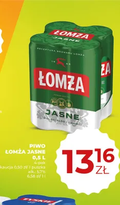Piwo Łomża Jasne 4-pak 500 ml promocja w Duży Ben