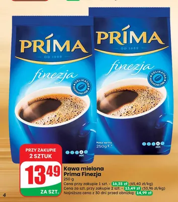 Kawa mielona Prima Finezja promocja w Dino