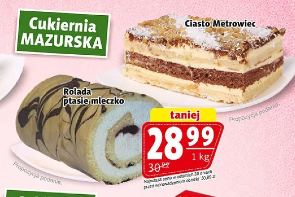 Ciasto Metrowiec Cukiernia Mazurska promocja w Prim Market