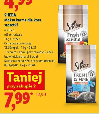 Mokra karma dla kota saszetki Sheba Fresh & Fine 4-pak promocja w Lidl