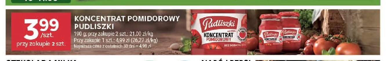 Koncentrat pomidorowy Pudliszki promocja w Stokrotka