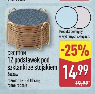 12 podstawek pod szklanki ze stojakiem CROFTON promocja w Aldi