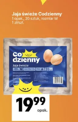 Jaja świeże Codzienny 1 opak., 20 sztuk, rozmiar M promocja w Delikatesy Centrum