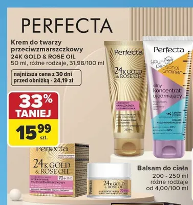 Krem do twarzy przeciwzmarszczkowy Perfecta 24K Gold & Rose Oil promocja w Carrefour