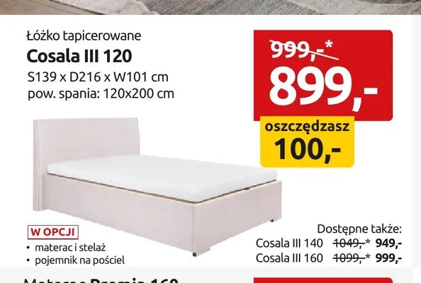 Łóżko tapicerowane Cosala III 140 promocja w Black Red White