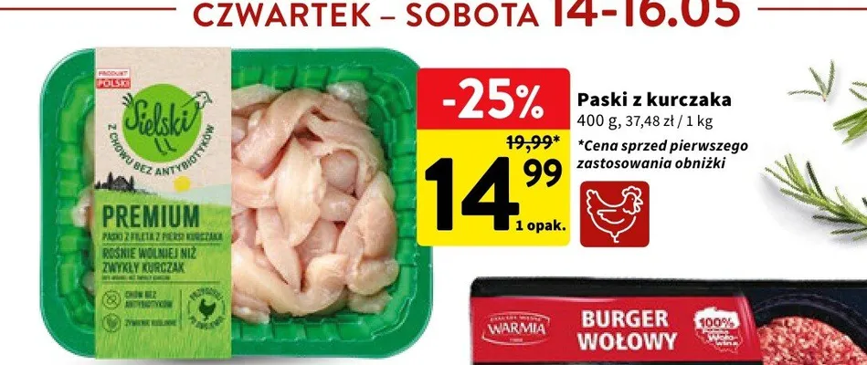 Paski z kurczaka Sielski Premium promocja w Intermarche