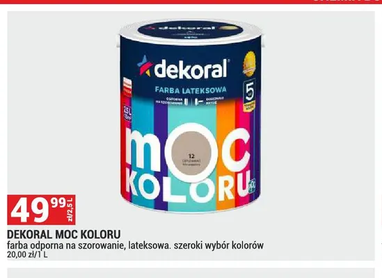 Farba lateksowa Dekoral Moc Koloru promocja w Merkury Market