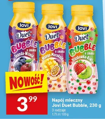 Napój mleczny Jovi Duet Bubble o smaku mango-marakuja promocja w Twój Market