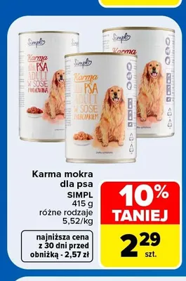 Karma mokra dla psa SIMPL promocja w Carrefour