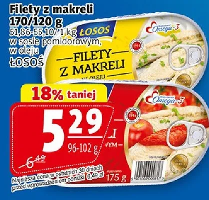 Filety z makreli w sosie pomidorowym, w oleju Łosoś promocja w Prim Market