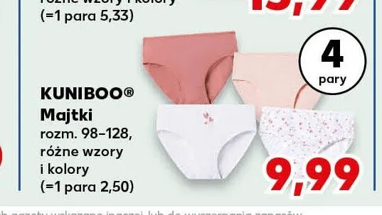 Majtki KUNIBOO rozm. 98-128 4-pak promocja w Kaufland