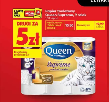 Papier toaletowy Queen Supreme 9-pak promocja w Biedronka