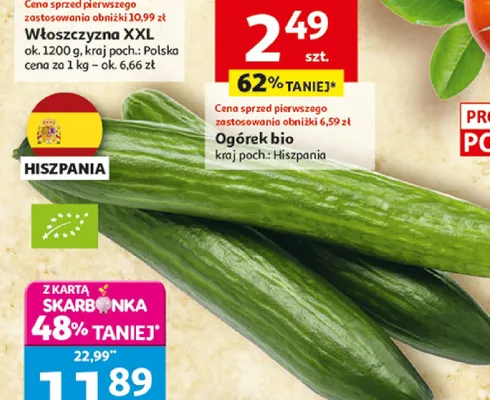 Ogórek bio hiszpański promocja w Auchan