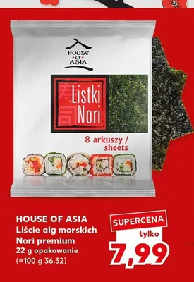 Liście alg morskich Nori premium House of Asia promocja w Kaufland