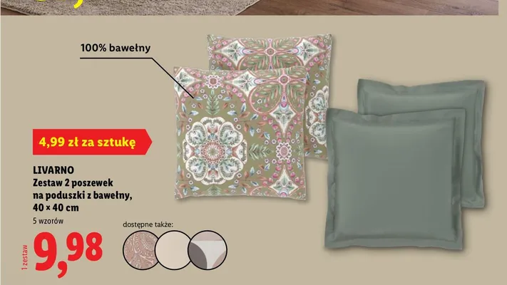 Zestaw 2 poszewek na poduszki z bawełny LIVARNO promocja w Lidl