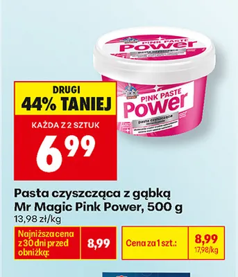 Pasta czyszcząca z gąbką Mr Magic Pink Power promocja w Biedronka