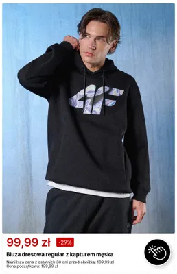 Bluza dresowa regular z kapturem męska 4F promocja w 4F