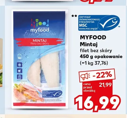 Mintaj filet bez skóry Myfood promocja w Kaufland