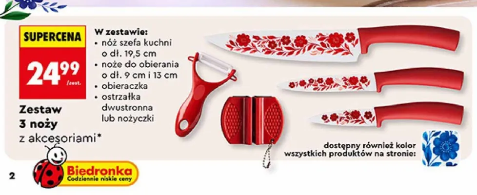 Zestaw 3 noży z akcesoriami Emalia Olkusz promocja w Biedronka