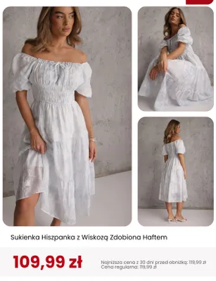 Sukienka hiszpanka z wiskozą zdobiona haftem Renee promocja w Renee