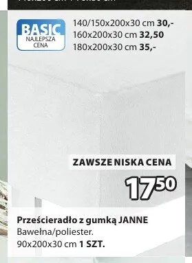 Prześcieradło z gumką JANNE 90x200x30cm promocja w Jysk