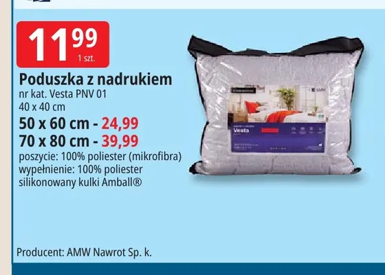 Poduszka z nadrukiem AMW 50x60 cm promocja w Leclerc