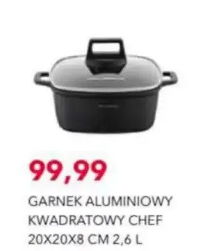 Garnek aluminiowy kwadratowy Chef 20x20x8 cm 2,6 l promocja w Nela