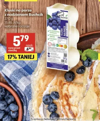Kluski na parze z nadzieniem jagodowym Buchcik promocja w Delikatesy Centrum