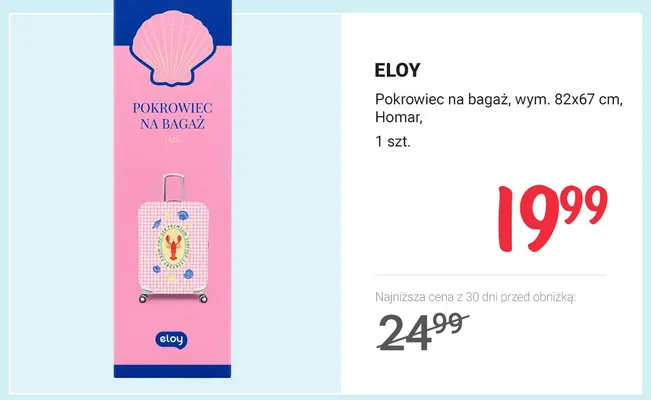 Pokrowiec na bagaż ELOY Homar promocja w Rossmann