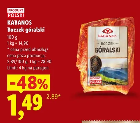 Boczek góralski Kabanos promocja w Lidl