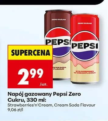 Napój gazowany Pepsi Zero Cukru Cream Soda Flavour promocja w Biedronka