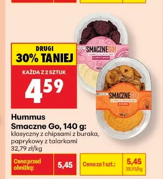 Hummus klasyczny z chipsami z buraka Smaczne Go promocja w Biedronka
