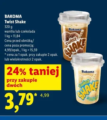 Twist Shake Bakoma wanilia promocja w Lidl