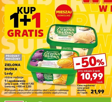 Lody czekoladowe z kawałkami czekolady Zielona Budka promocja w Kaufland